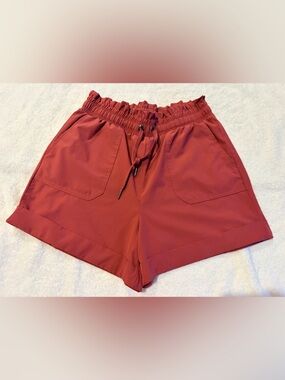 Women's Berry Color Drawstring Paperbag Shorts